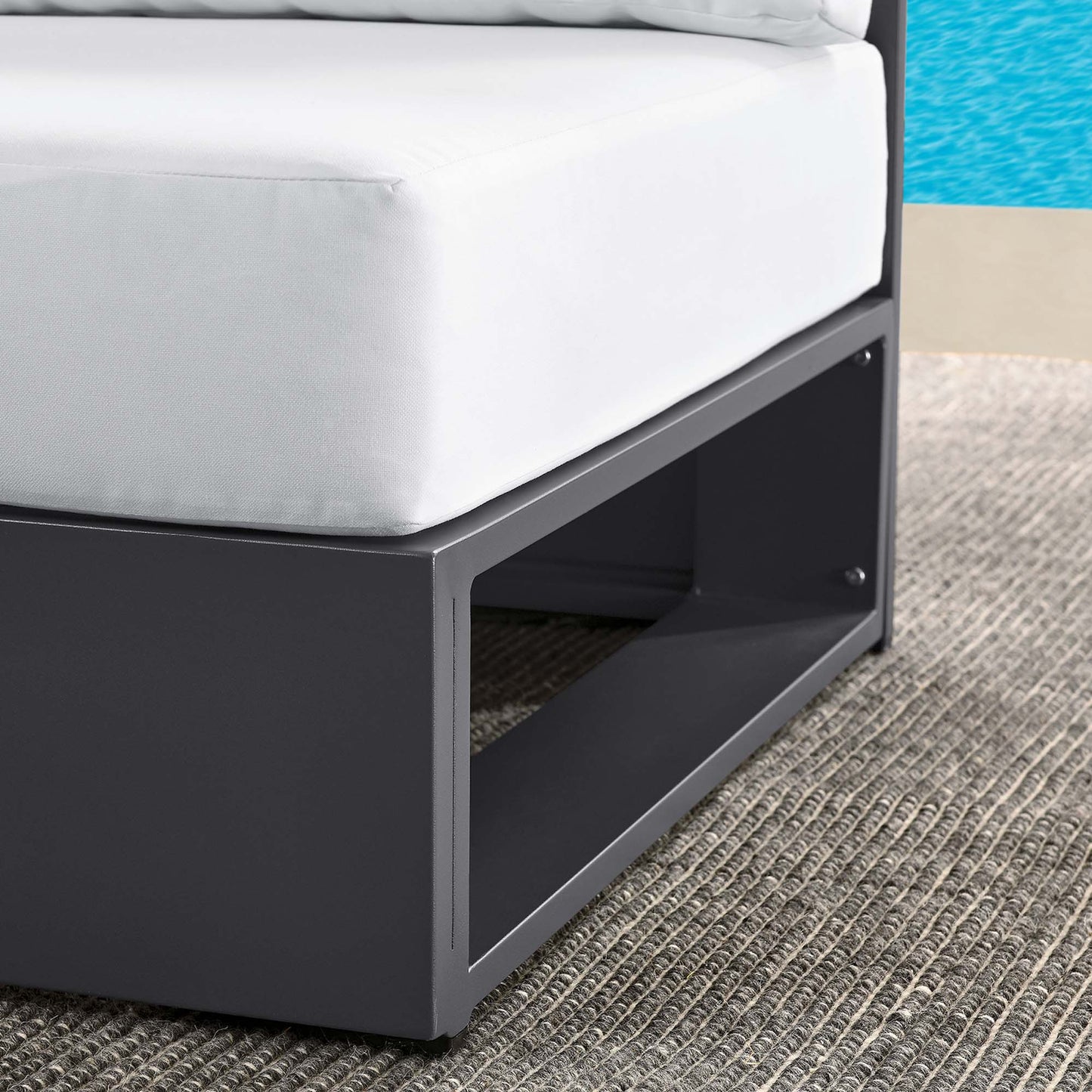 Tahoe Outdoor Patio Powder-Coated Aluminum Modular Armless Chair in Gray White by Modway (6628)