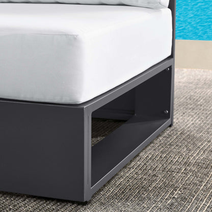 Tahoe Outdoor Patio Powder-Coated Aluminum Modular Armless Chair in Gray White by Modway (6628)