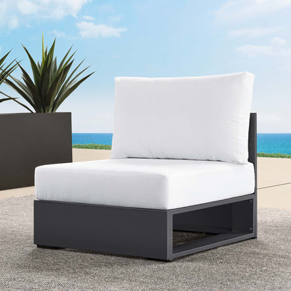 Tahoe Outdoor Patio Powder-Coated Aluminum Modular Armless Chair in Gray White by Modway (6628)