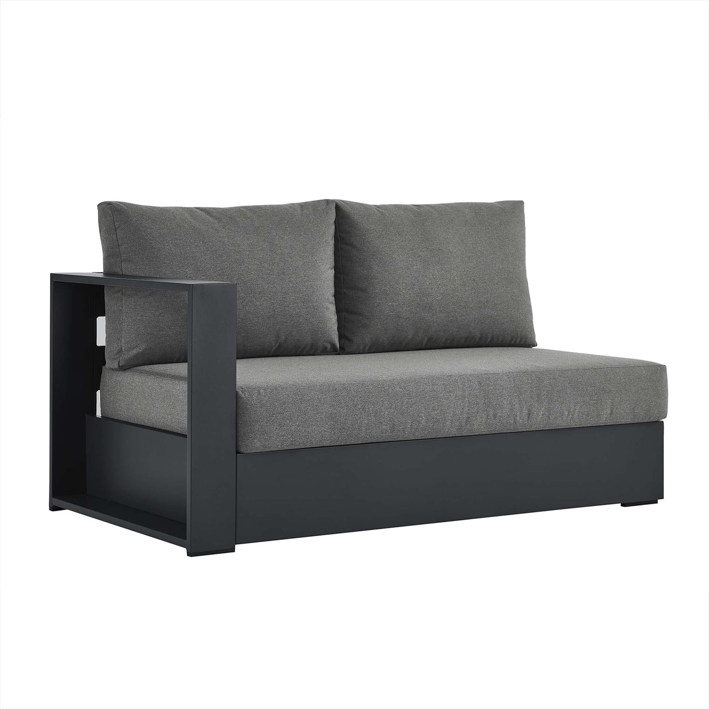 Tahoe Outdoor Patio Powder-Coated Aluminum Modular Left-Facing Loveseat in Gray Charcoal by Modway (6629)