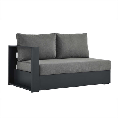 Tahoe Outdoor Patio Powder-Coated Aluminum Modular Left-Facing Loveseat in Gray Charcoal by Modway (6629)