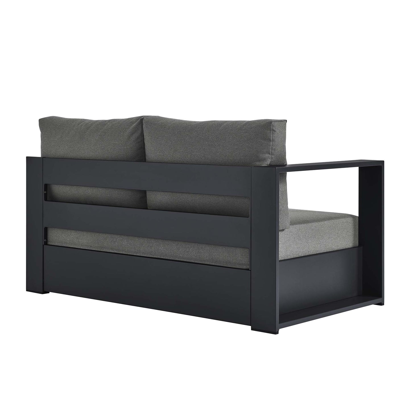 Tahoe Outdoor Patio Powder-Coated Aluminum Modular Left-Facing Loveseat in Gray Charcoal by Modway (6629)