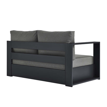 Tahoe Outdoor Patio Powder-Coated Aluminum Modular Left-Facing Loveseat in Gray Charcoal by Modway (6629)