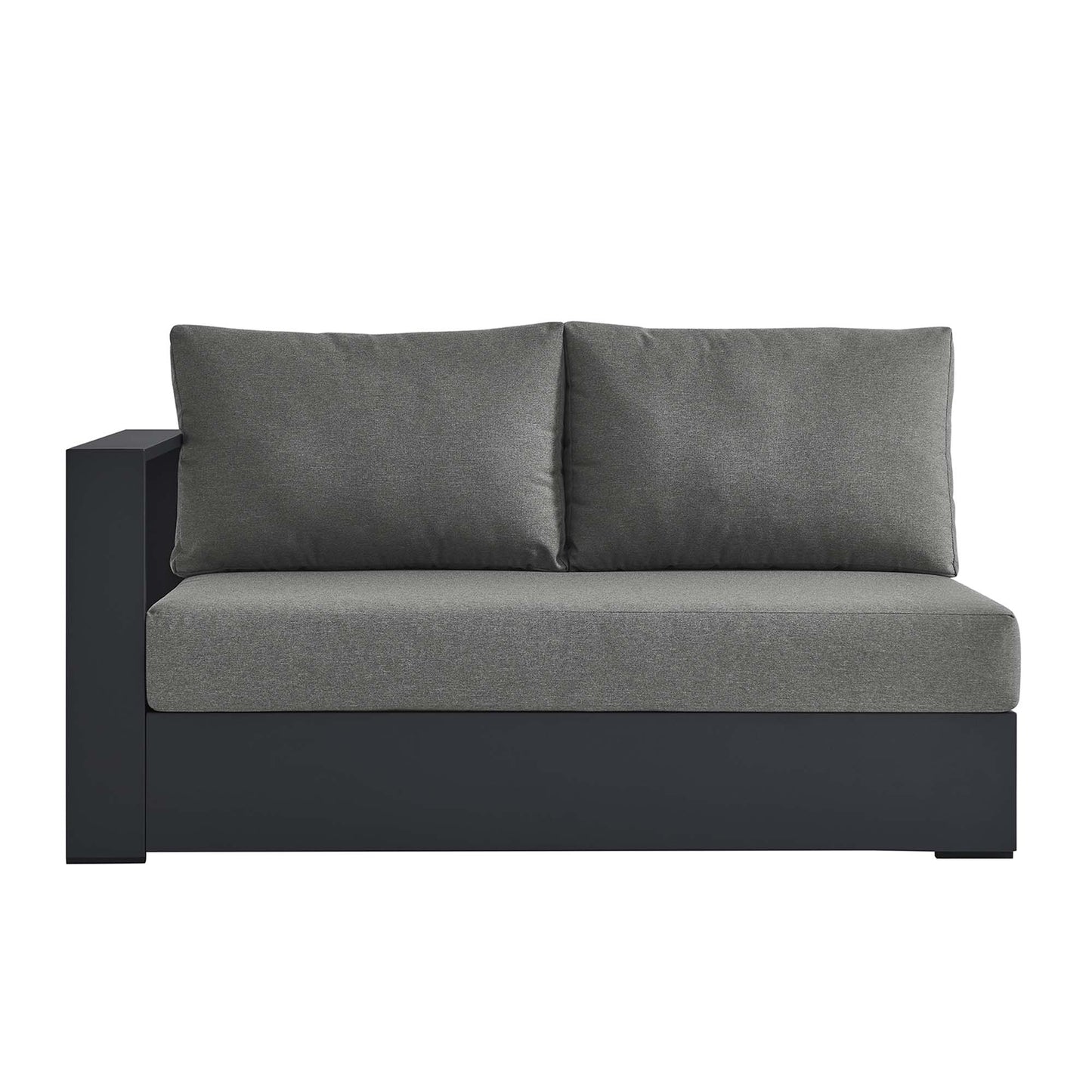 Tahoe Outdoor Patio Powder-Coated Aluminum Modular Left-Facing Loveseat in Gray Charcoal by Modway (6629)