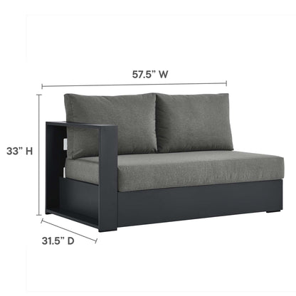 Tahoe Outdoor Patio Powder-Coated Aluminum Modular Left-Facing Loveseat in Gray Charcoal by Modway (6629)