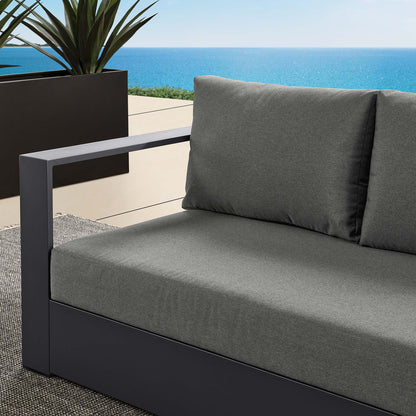 Tahoe Outdoor Patio Powder-Coated Aluminum Modular Left-Facing Loveseat in Gray Charcoal by Modway (6629)