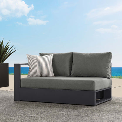 Tahoe Outdoor Patio Powder-Coated Aluminum Modular Left-Facing Loveseat in Gray Charcoal by Modway (6629)