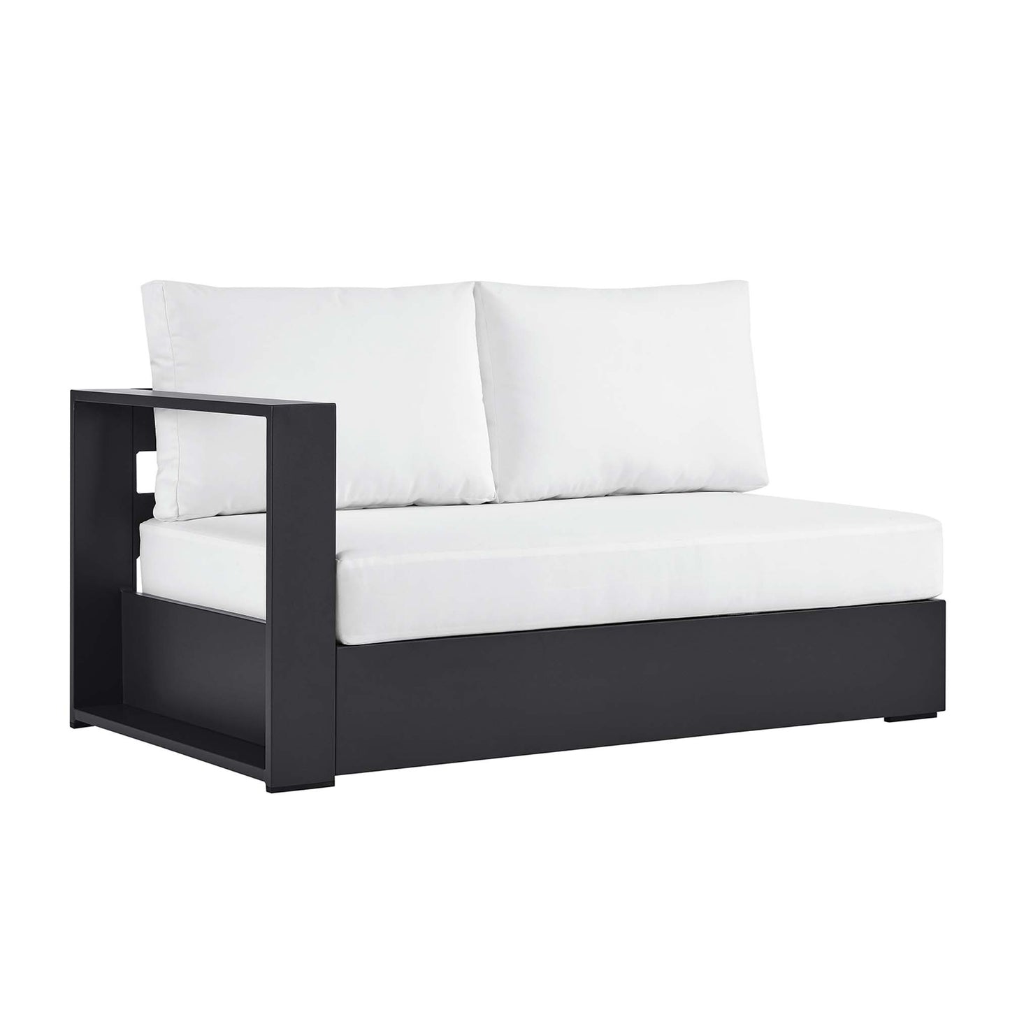 Tahoe Outdoor Patio Powder-Coated Aluminum Modular Left-Facing Loveseat in Gray White by Modway (6629)