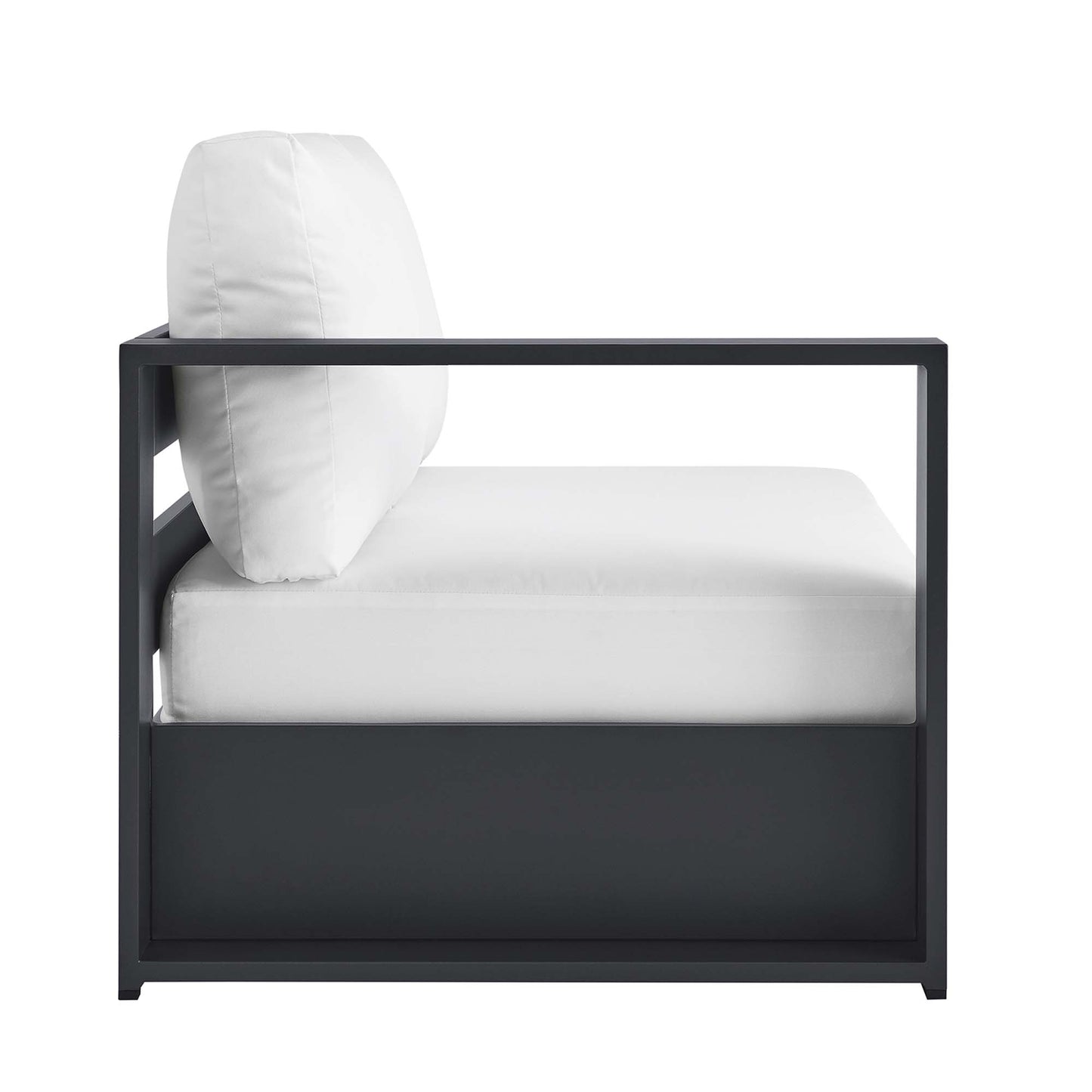 Tahoe Outdoor Patio Powder-Coated Aluminum Modular Left-Facing Loveseat in Gray White by Modway (6629)