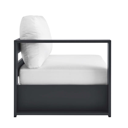 Tahoe Outdoor Patio Powder-Coated Aluminum Modular Left-Facing Loveseat in Gray White by Modway (6629)