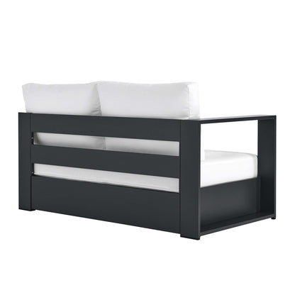 Tahoe Outdoor Patio Powder-Coated Aluminum Modular Left-Facing Loveseat in Gray White by Modway (6629)