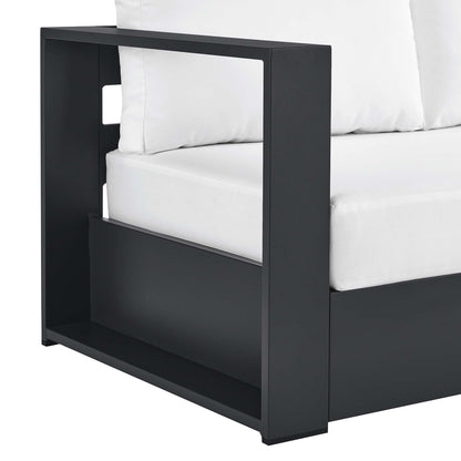 Tahoe Outdoor Patio Powder-Coated Aluminum Modular Left-Facing Loveseat in Gray White by Modway (6629)