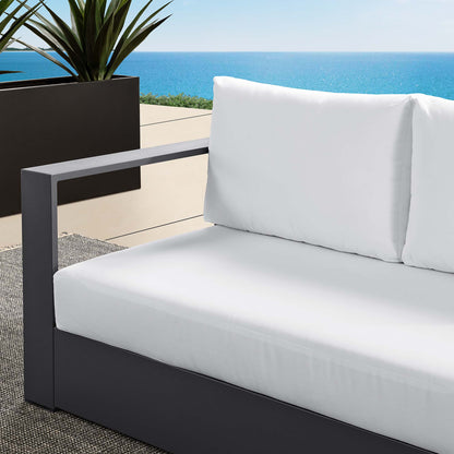 Tahoe Outdoor Patio Powder-Coated Aluminum Modular Left-Facing Loveseat in Gray White by Modway (6629)