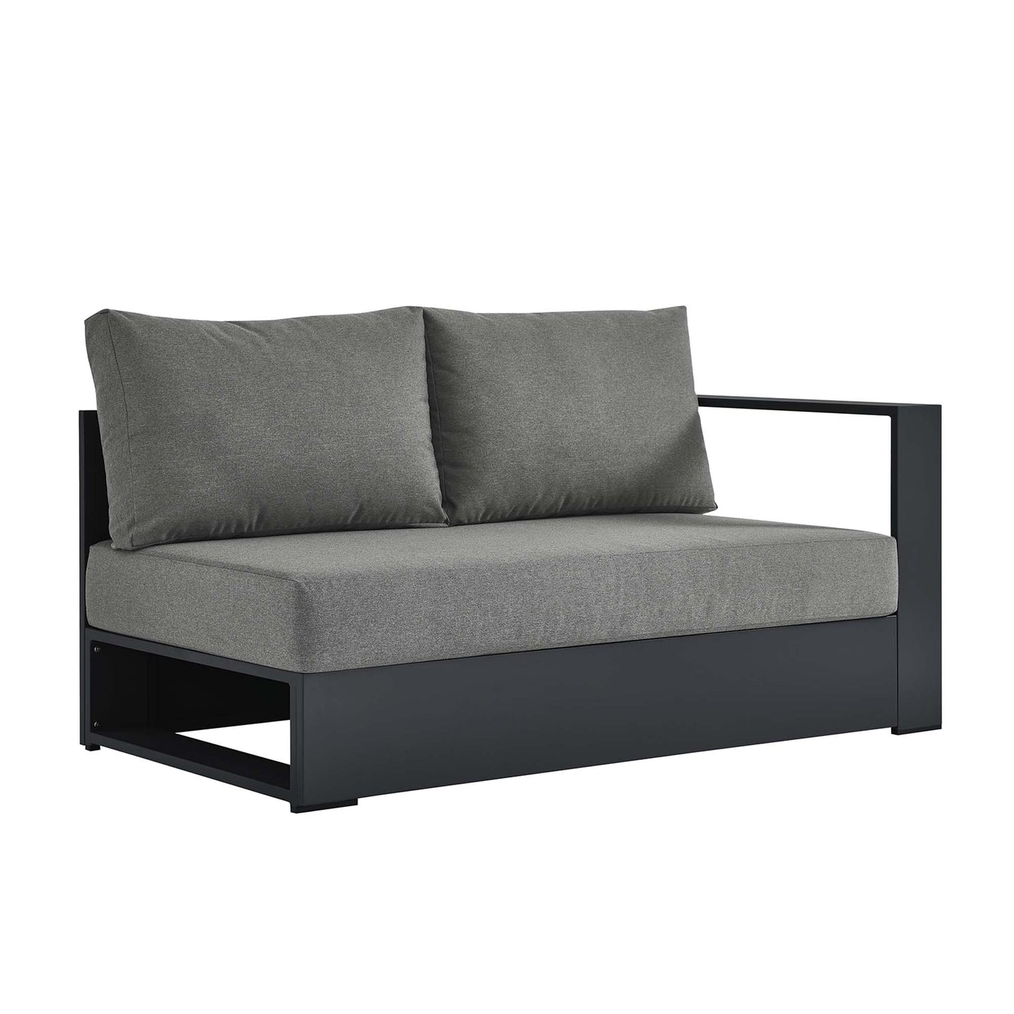 Tahoe Outdoor Patio Powder-Coated Aluminum Modular Right-Facing Loveseat in Gray Charcoal by Modway (6630)