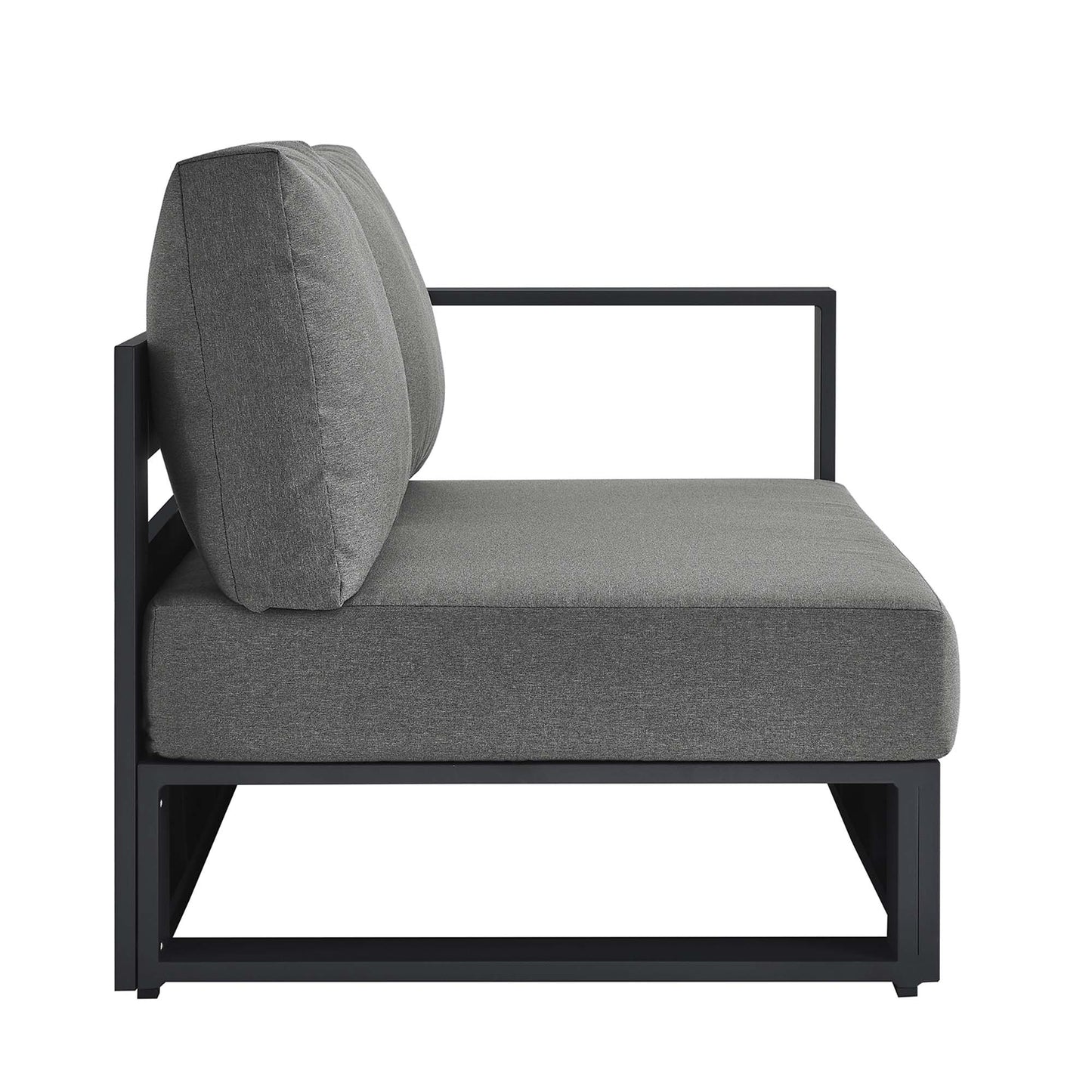 Tahoe Outdoor Patio Powder-Coated Aluminum Modular Right-Facing Loveseat in Gray Charcoal by Modway (6630)