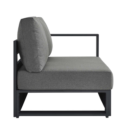 Tahoe Outdoor Patio Powder-Coated Aluminum Modular Right-Facing Loveseat in Gray Charcoal by Modway (6630)