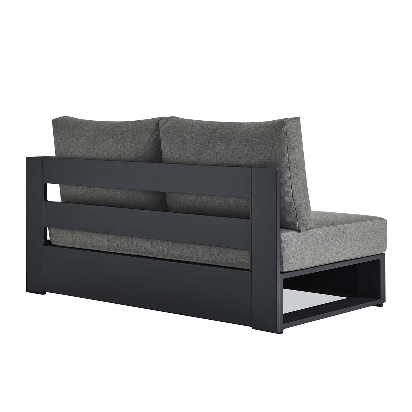 Tahoe Outdoor Patio Powder-Coated Aluminum Modular Right-Facing Loveseat in Gray Charcoal by Modway (6630)