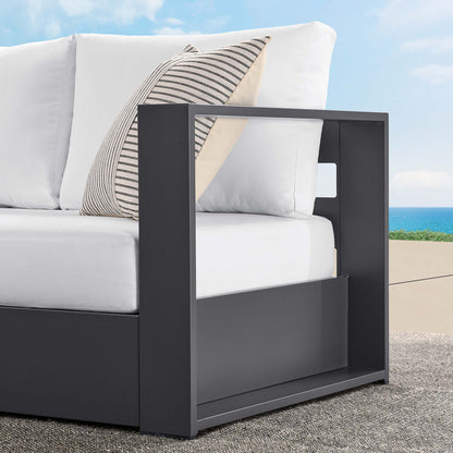 Tahoe Outdoor Patio Powder-Coated Aluminum Modular Right-Facing Loveseat in Gray White by Modway (6630)