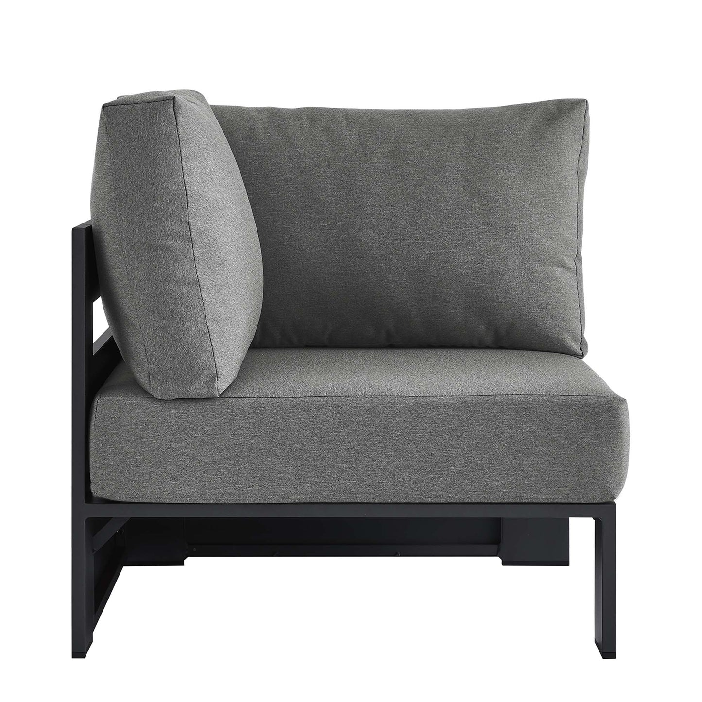 Tahoe Outdoor Patio Powder-Coated Aluminum Modular Corner Chair in Gray Charcoal by Modway (6631)