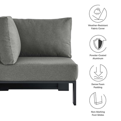 Tahoe Outdoor Patio Powder-Coated Aluminum Modular Corner Chair in Gray Charcoal by Modway (6631)
