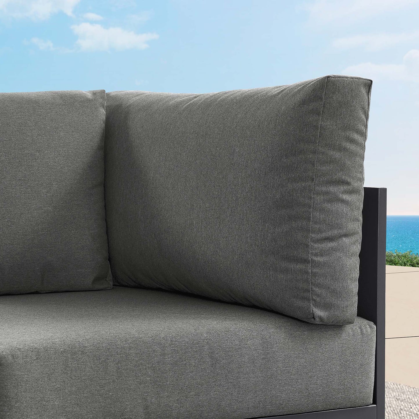 Tahoe Outdoor Patio Powder-Coated Aluminum Modular Corner Chair in Gray Charcoal by Modway (6631)