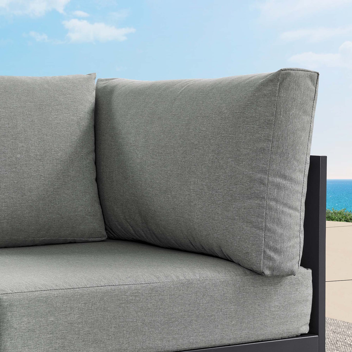 Tahoe Outdoor Patio Powder-Coated Aluminum Modular Corner Chair in Gray Gray by Modway (6631)