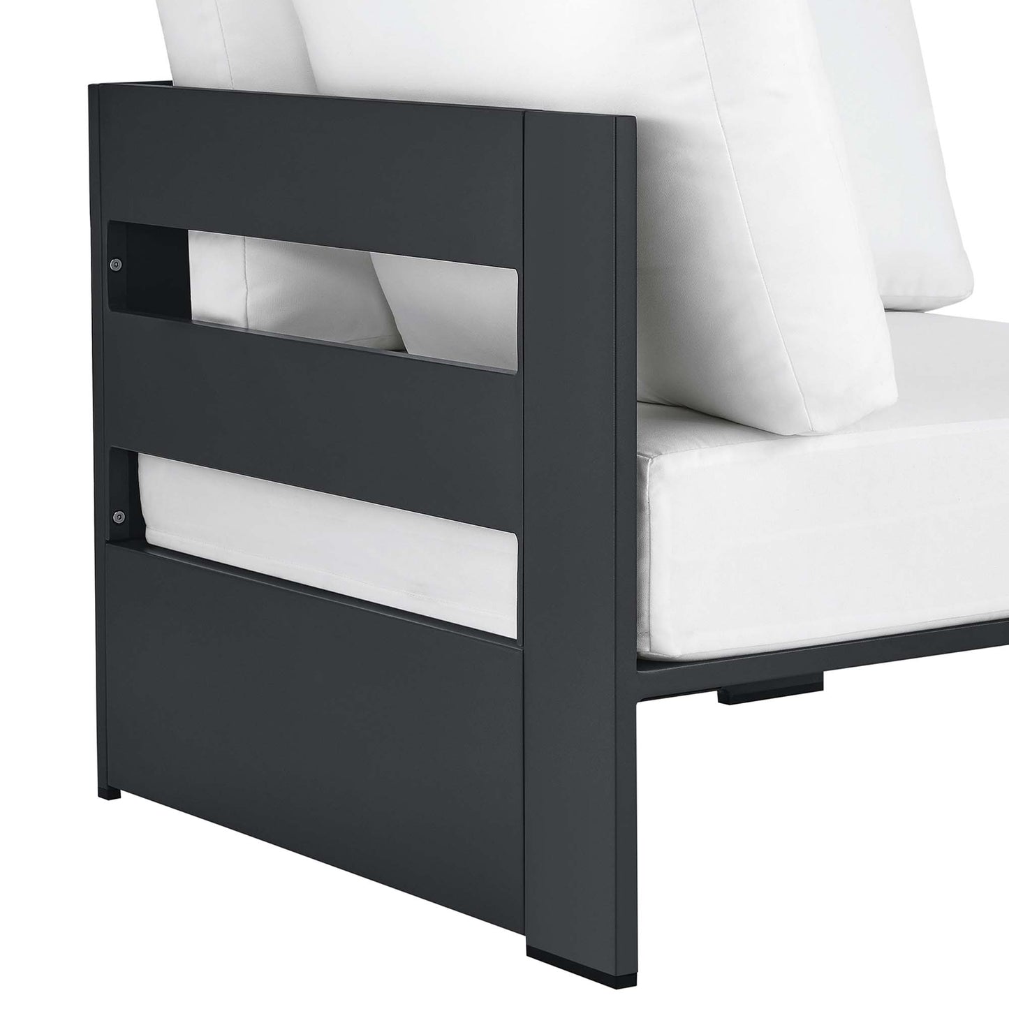 Tahoe Outdoor Patio Powder-Coated Aluminum Modular Corner Chair in Gray White by Modway (6631)