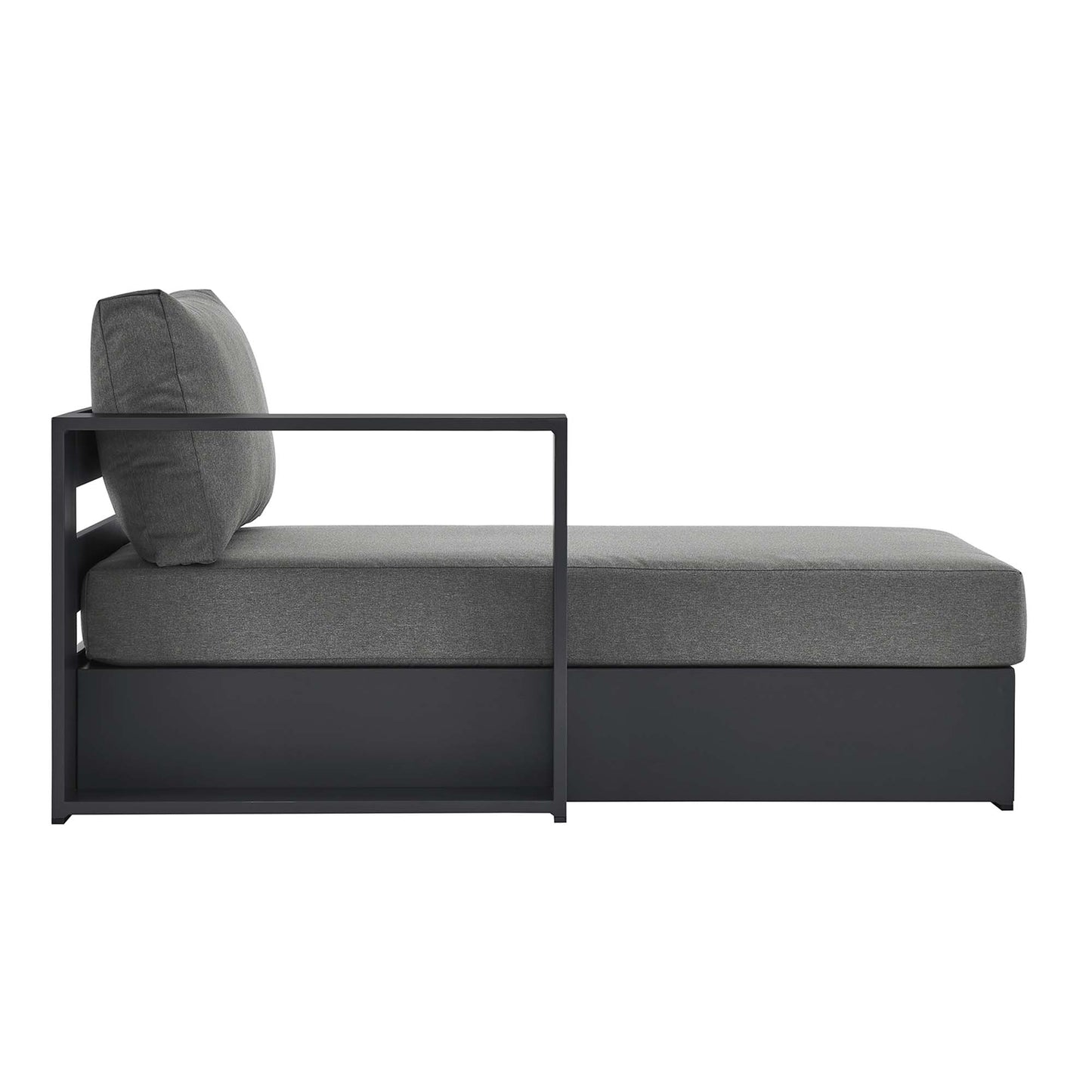 Tahoe Outdoor Patio Powder-Coated Aluminum Modular Left-Facing Chaise Lounge in Gray Charcoal by Modway (6632)