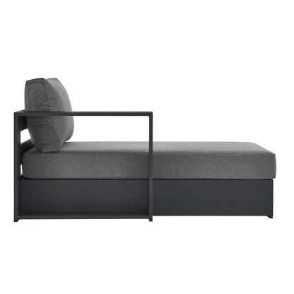 Tahoe Outdoor Patio Powder-Coated Aluminum Modular Left-Facing Chaise Lounge in Gray Charcoal by Modway (6632)