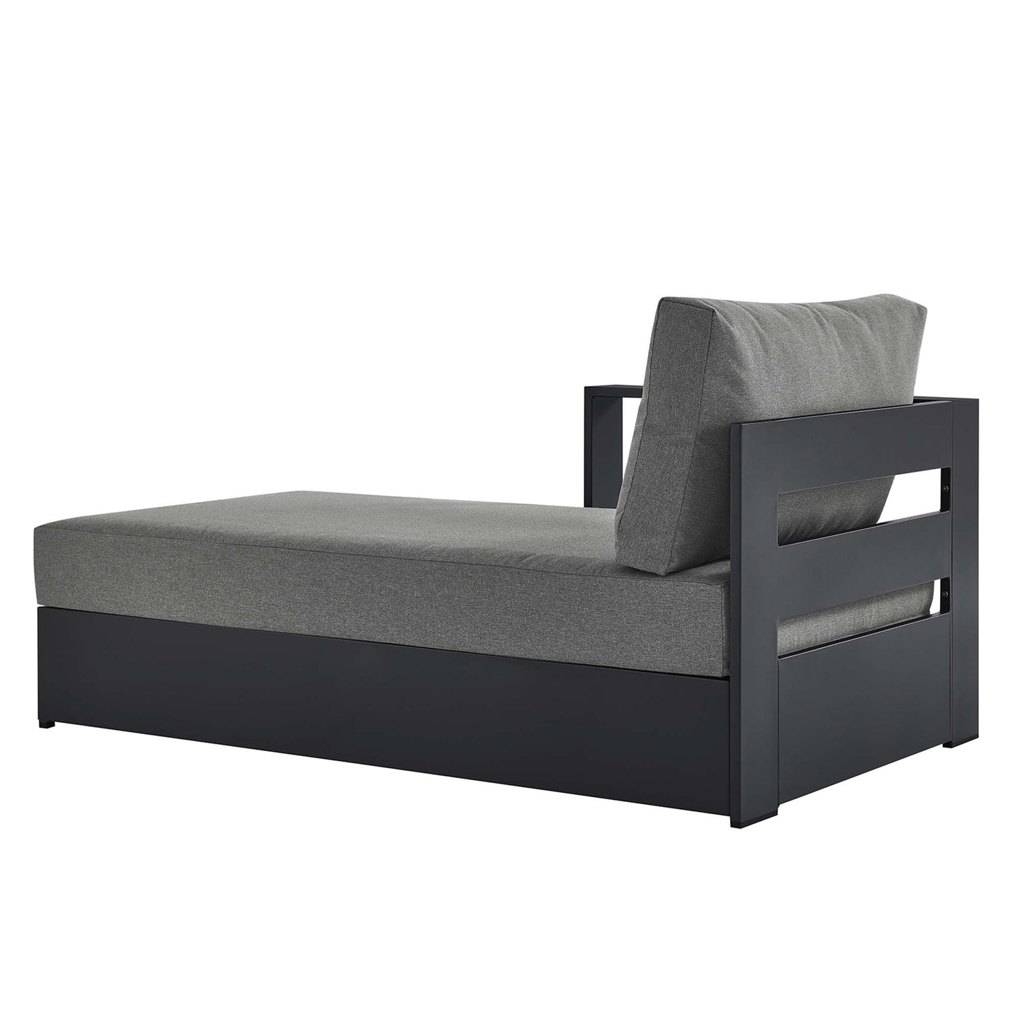 Tahoe Outdoor Patio Powder-Coated Aluminum Modular Left-Facing Chaise Lounge in Gray Charcoal by Modway (6632)