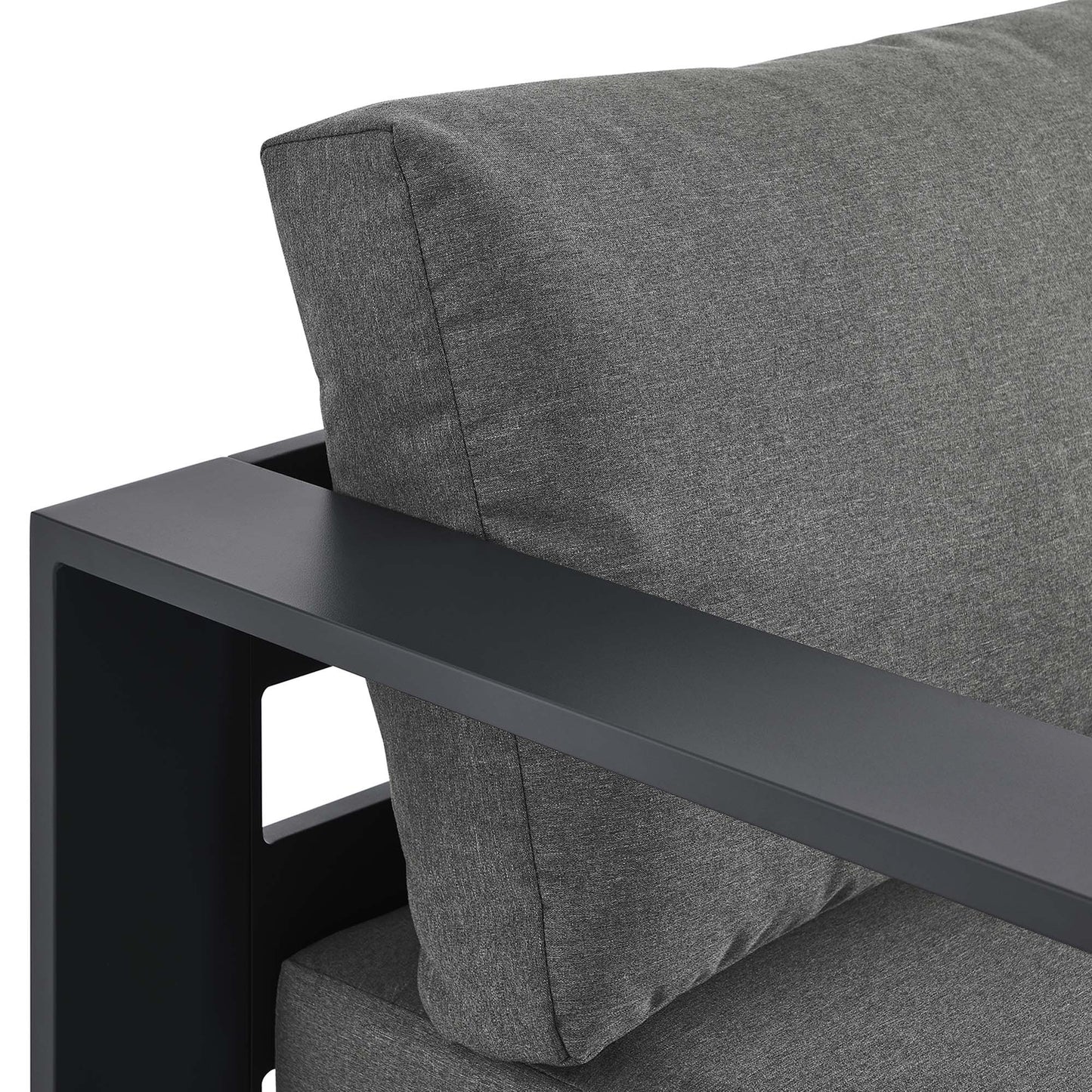 Tahoe Outdoor Patio Powder-Coated Aluminum Modular Left-Facing Chaise Lounge in Gray Charcoal by Modway (6632)