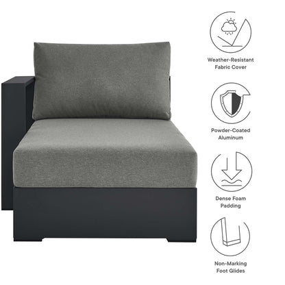 Tahoe Outdoor Patio Powder-Coated Aluminum Modular Left-Facing Chaise Lounge in Gray Charcoal by Modway (6632)