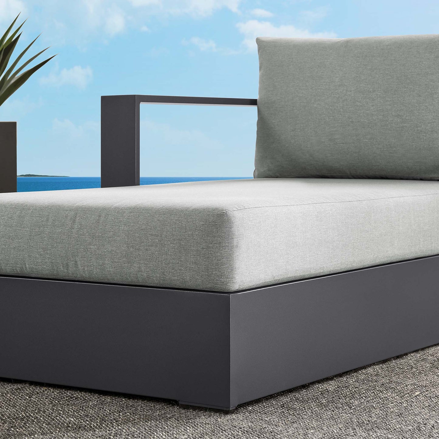 Tahoe Outdoor Patio Powder-Coated Aluminum Modular Left-Facing Chaise Lounge in Gray Gray by Modway (6632)