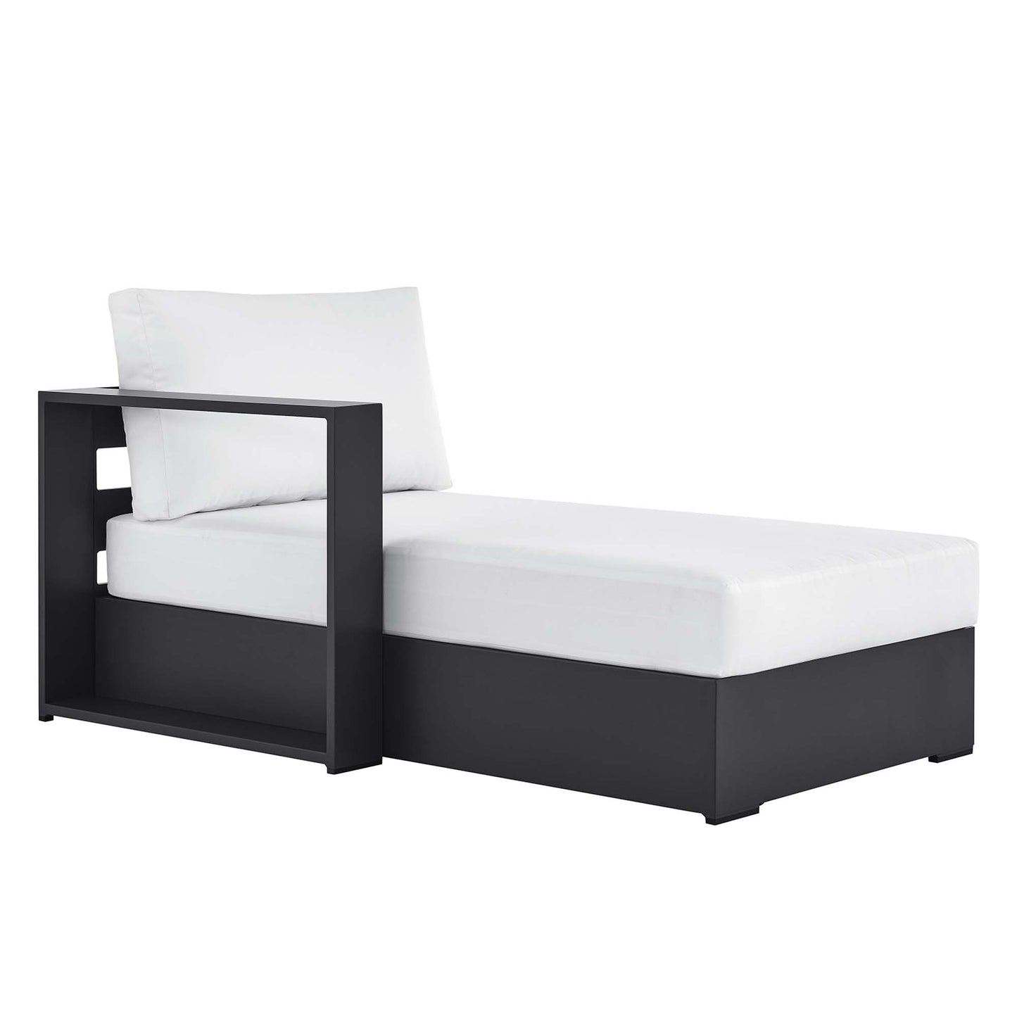 Tahoe Outdoor Patio Powder-Coated Aluminum Modular Left-Facing Chaise Lounge in Gray White by Modway (6632)