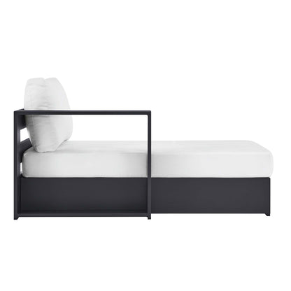 Tahoe Outdoor Patio Powder-Coated Aluminum Modular Left-Facing Chaise Lounge in Gray White by Modway (6632)