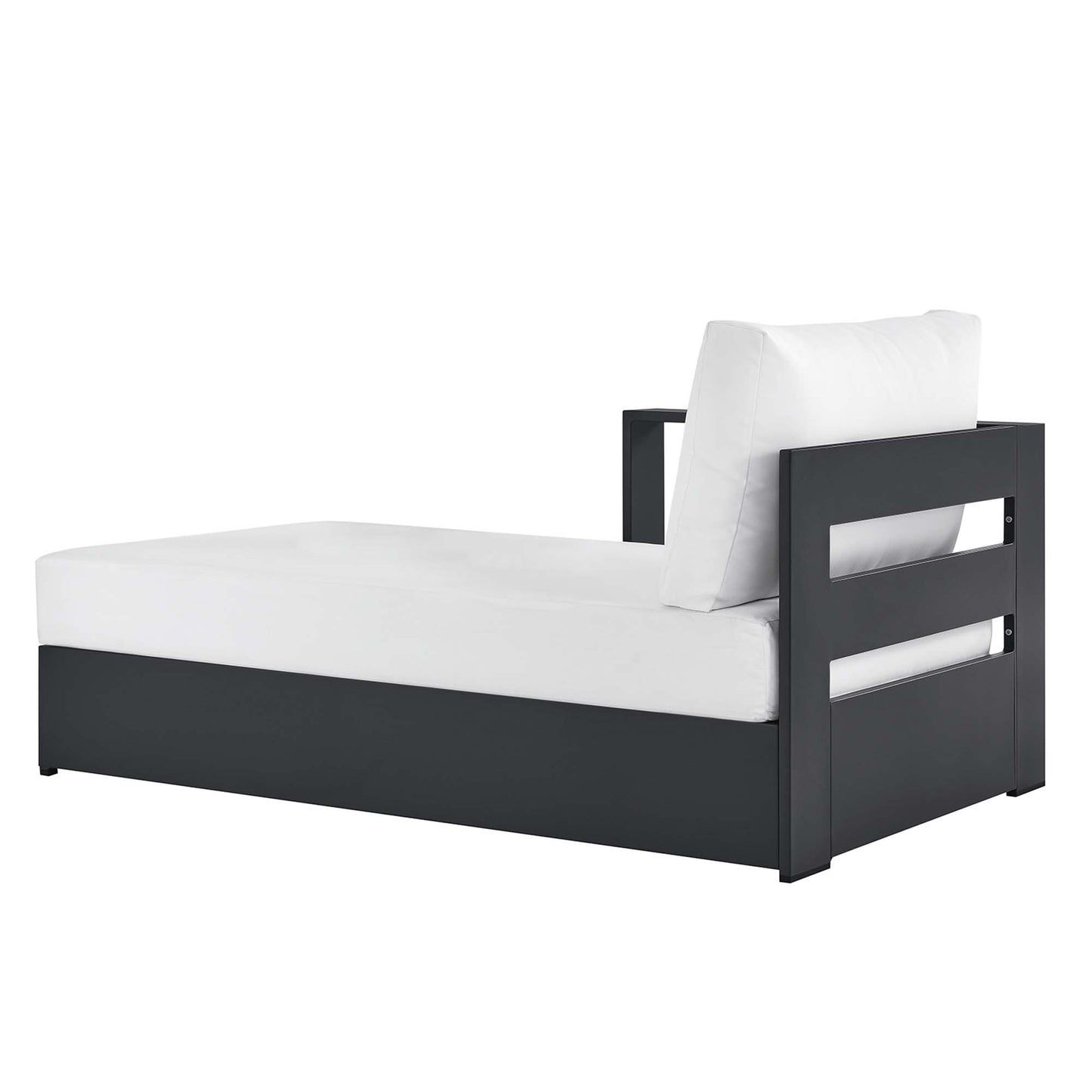 Tahoe Outdoor Patio Powder-Coated Aluminum Modular Left-Facing Chaise Lounge in Gray White by Modway (6632)