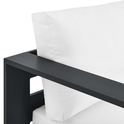Tahoe Outdoor Patio Powder-Coated Aluminum Modular Left-Facing Chaise Lounge in Gray White by Modway (6632)