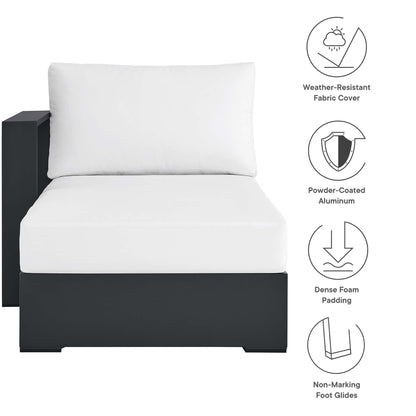 Tahoe Outdoor Patio Powder-Coated Aluminum Modular Left-Facing Chaise Lounge in Gray White by Modway (6632)
