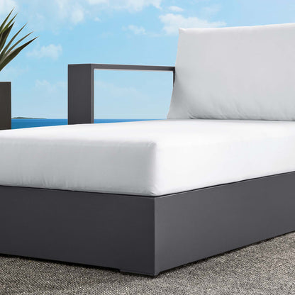 Tahoe Outdoor Patio Powder-Coated Aluminum Modular Left-Facing Chaise Lounge in Gray White by Modway (6632)