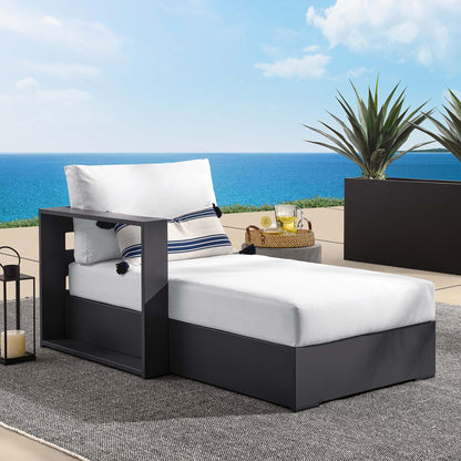 Tahoe Outdoor Patio Powder-Coated Aluminum Modular Left-Facing Chaise Lounge in Gray White by Modway (6632)