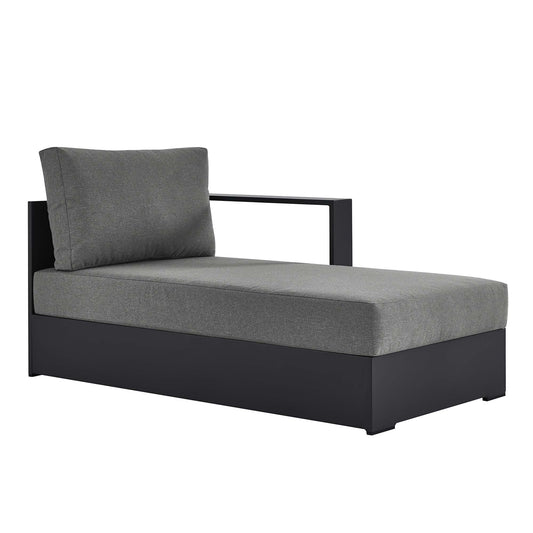 Tahoe Outdoor Patio Powder-Coated Aluminum Modular Right-Facing Chaise Lounge in Gray Charcoal by Modway (6633)