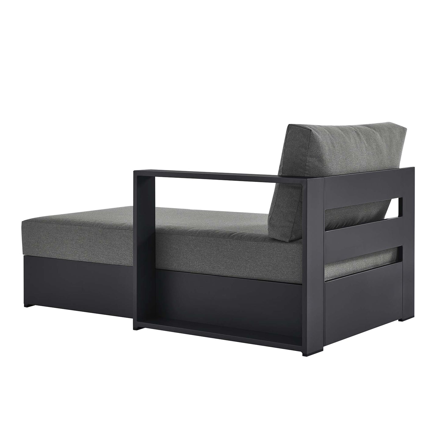 Tahoe Outdoor Patio Powder-Coated Aluminum Modular Right-Facing Chaise Lounge in Gray Charcoal by Modway (6633)