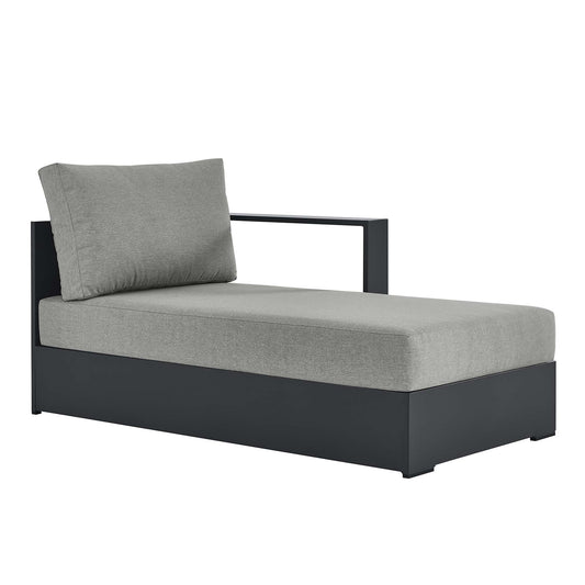 Tahoe Outdoor Patio Powder-Coated Aluminum Modular Right-Facing Chaise Lounge in Gray Gray by Modway (6633)