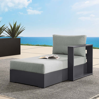 Tahoe Outdoor Patio Powder-Coated Aluminum Modular Right-Facing Chaise Lounge in Gray Gray by Modway (6633)