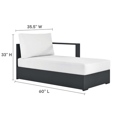 Tahoe Outdoor Patio Powder-Coated Aluminum Modular Right-Facing Chaise Lounge in Gray White by Modway (6633)