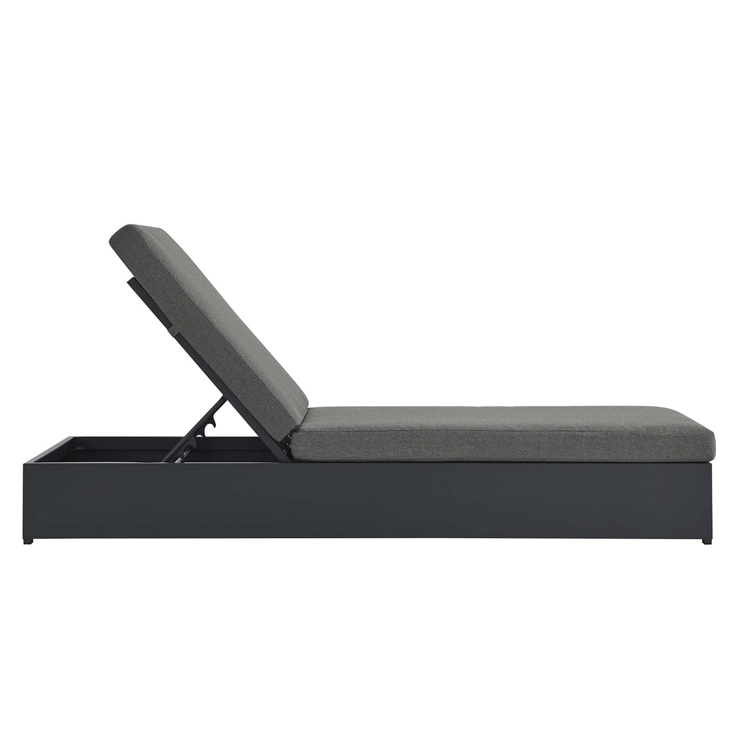 Tahoe Outdoor Patio Powder-Coated Aluminum Chaise Lounge Chair in Gray Charcoal by Modway (6634)