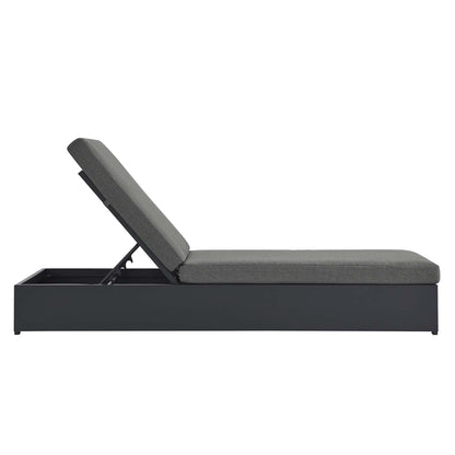 Tahoe Outdoor Patio Powder-Coated Aluminum Chaise Lounge Chair in Gray Charcoal by Modway (6634)