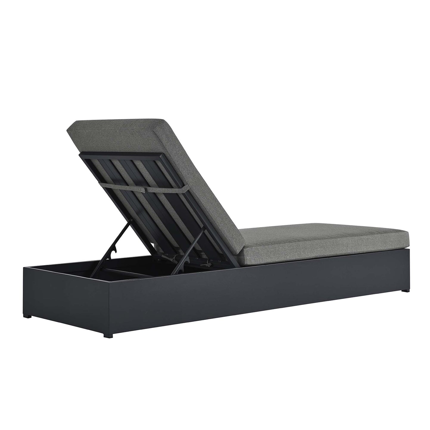 Tahoe Outdoor Patio Powder-Coated Aluminum Chaise Lounge Chair in Gray Charcoal by Modway (6634)