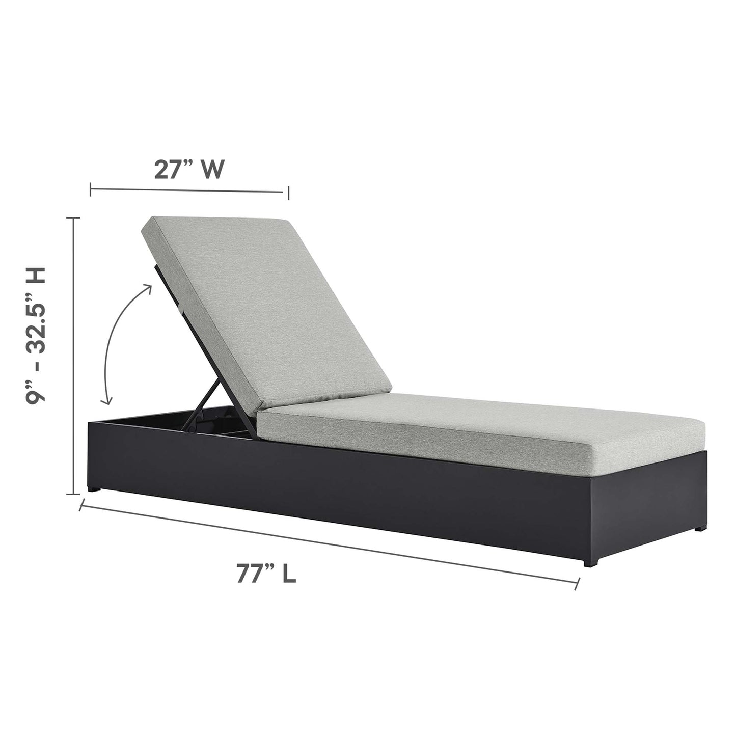Tahoe Outdoor Patio Powder-Coated Aluminum Chaise Lounge Chair in Gray Gray by Modway (6634)