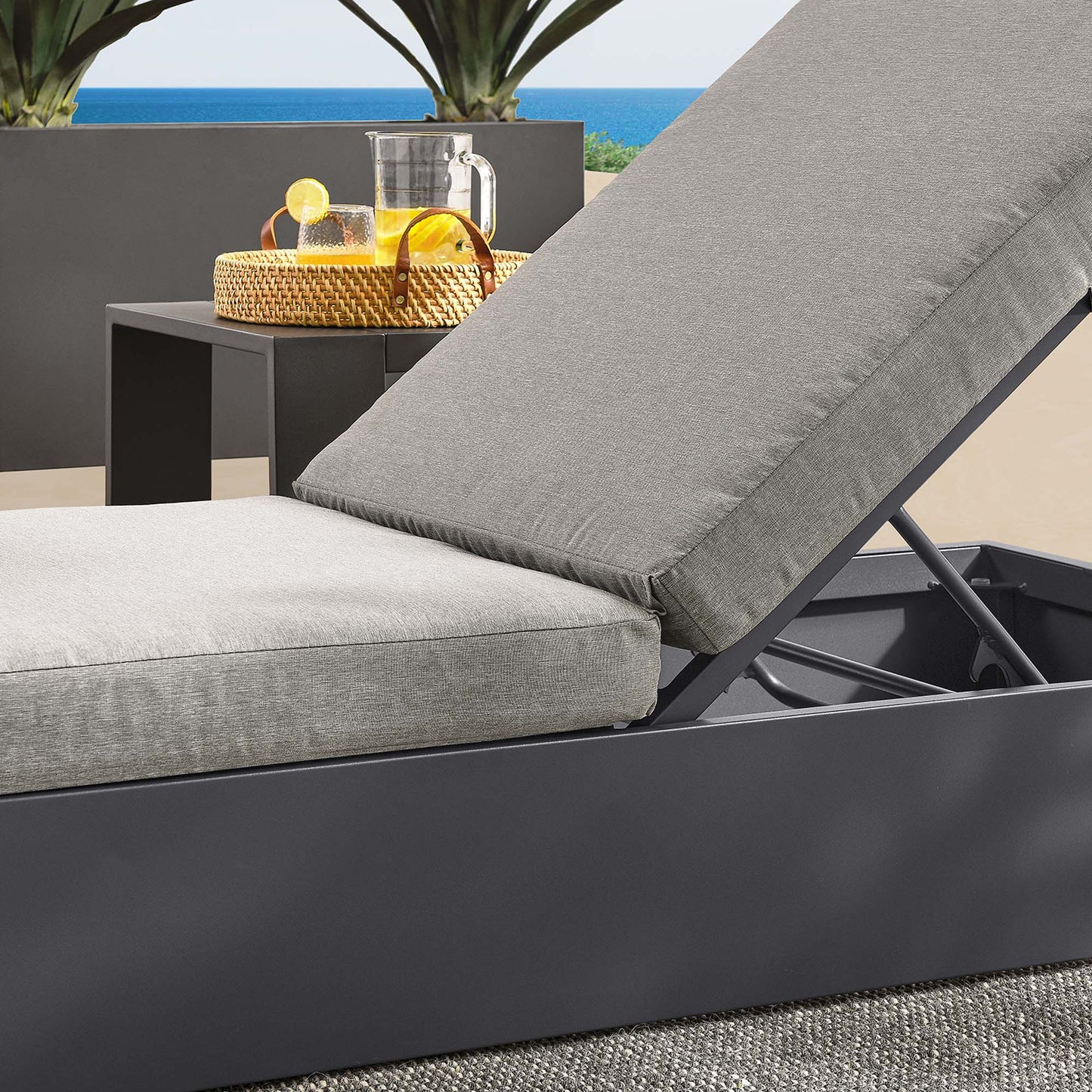 Tahoe Outdoor Patio Powder-Coated Aluminum Chaise Lounge Chair in Gray Gray by Modway (6634)